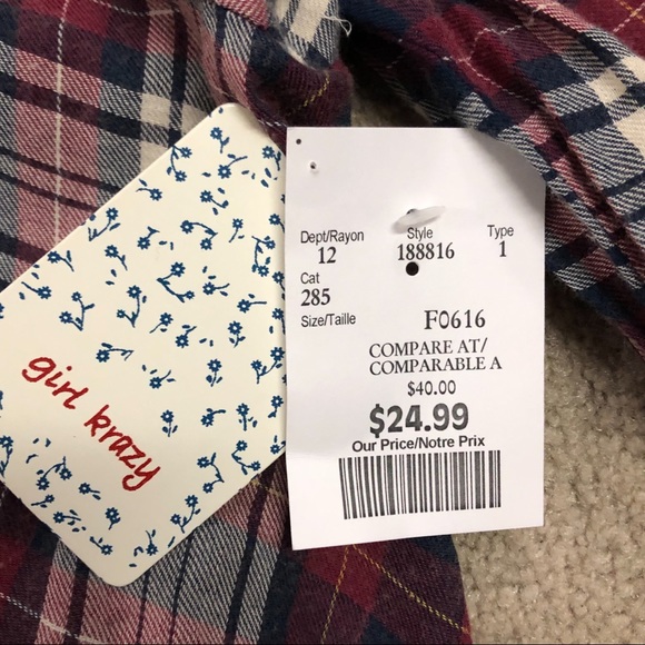 Girl Krazy Distressed Fringe Flannel Open Front - Picture 2 of 7